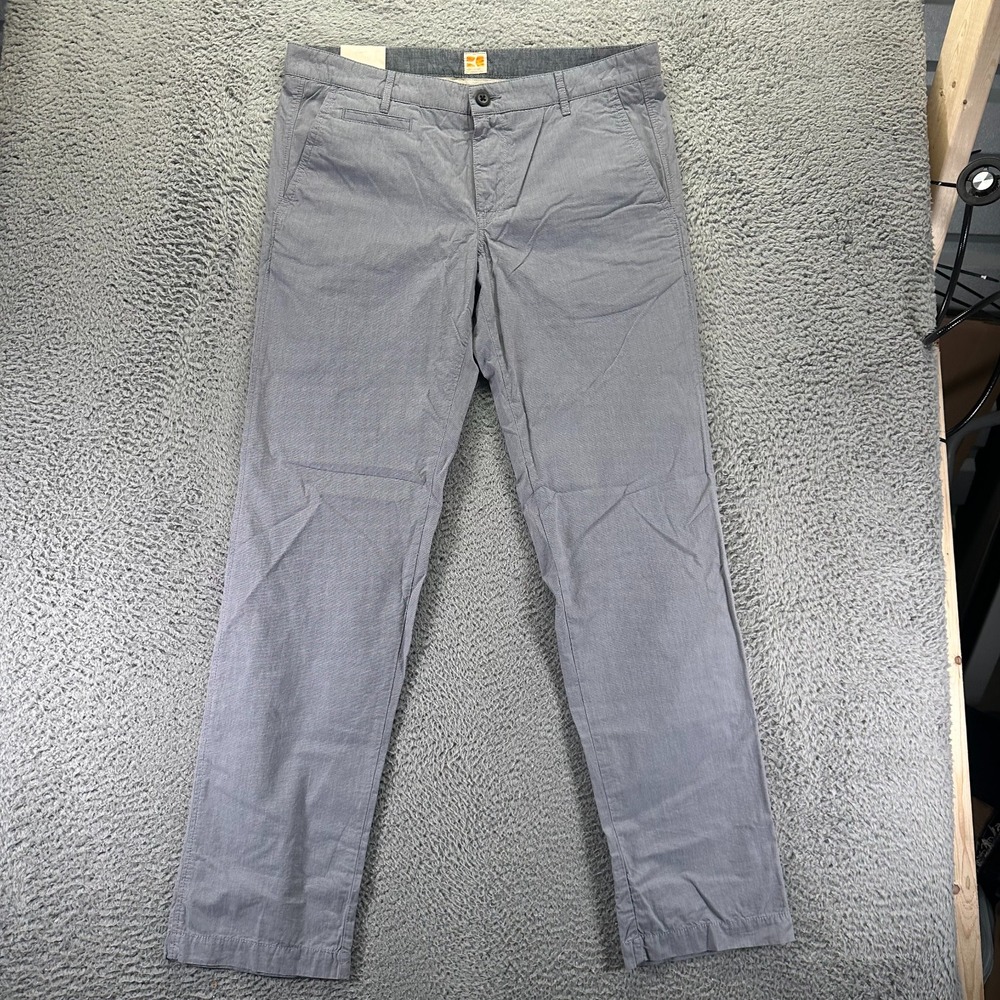 Boss Orange Pant Mens 38x36 Gray Cotton Chino Straight Business Preppy Career